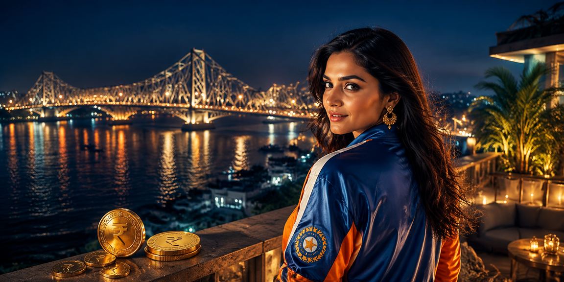 Scenic view of Kolkata Howrah Bridge with cricket betting theme